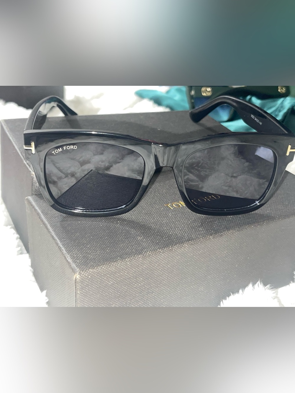 Tom Ford Glossy Black Men's Sunglasses - Rectangular Frame